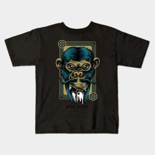 t-shirt-design-maker-featuring-a-monkey-with-a-mustache Kids T-Shirt